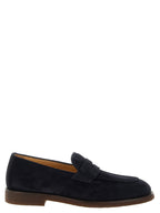 Brunello Cucinelli Blaue Slipper aus Kalbsleder