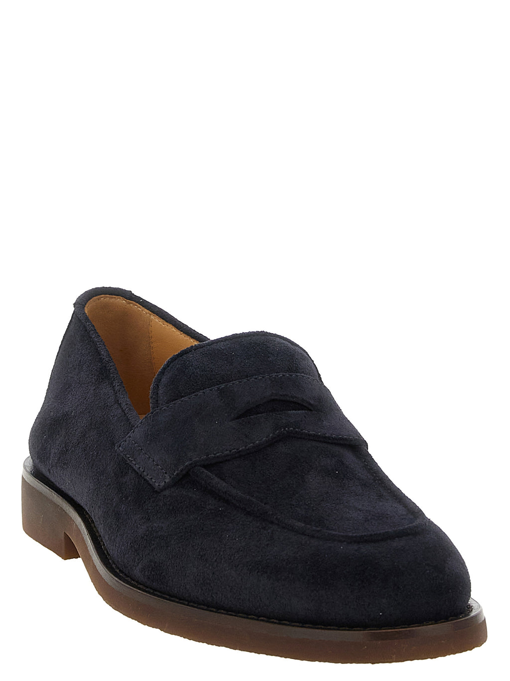 Brunello Cucinelli Blaue Slipper aus Kalbsleder