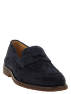 Brunello Cucinelli Blaue Slipper aus Kalbsleder