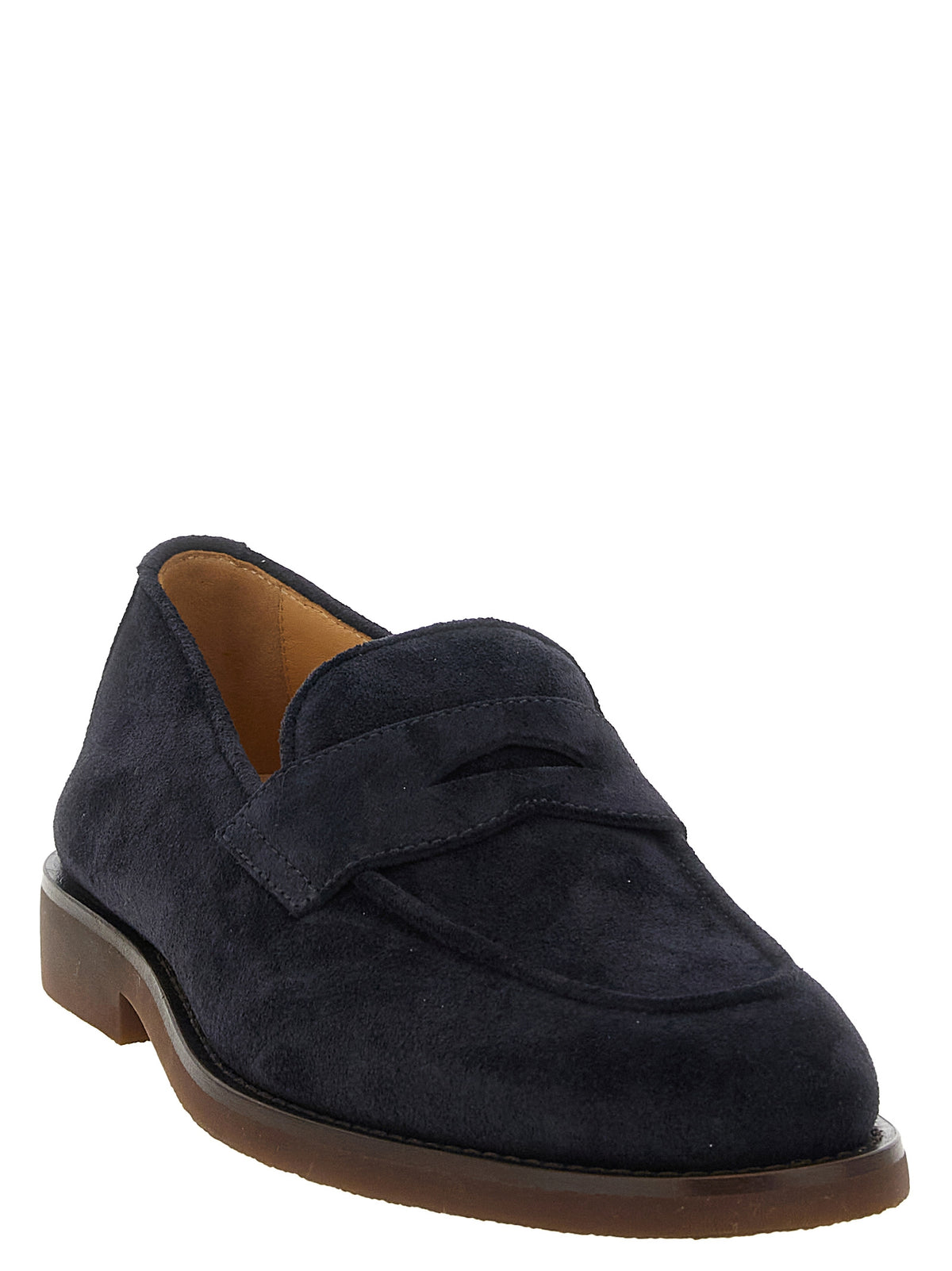 Brunello Cucinelli Blaue Slipper aus Kalbsleder