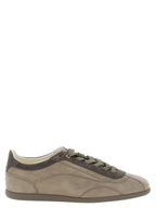 Graue Kalbsleder Low-Top-Sneaker