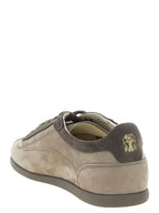 Graue Kalbsleder Low-Top-Sneaker