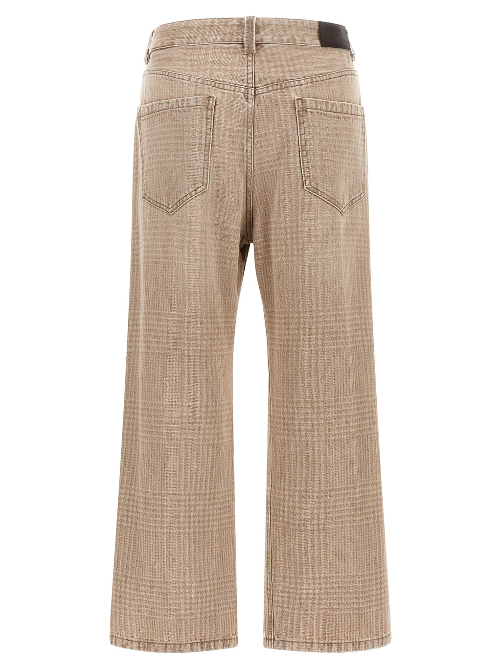 Beige Baumwoll-Jeans im Cropped-Schnitt