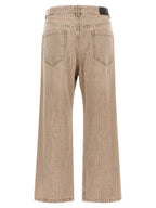 Beige Baumwoll-Jeans im Cropped-Schnitt