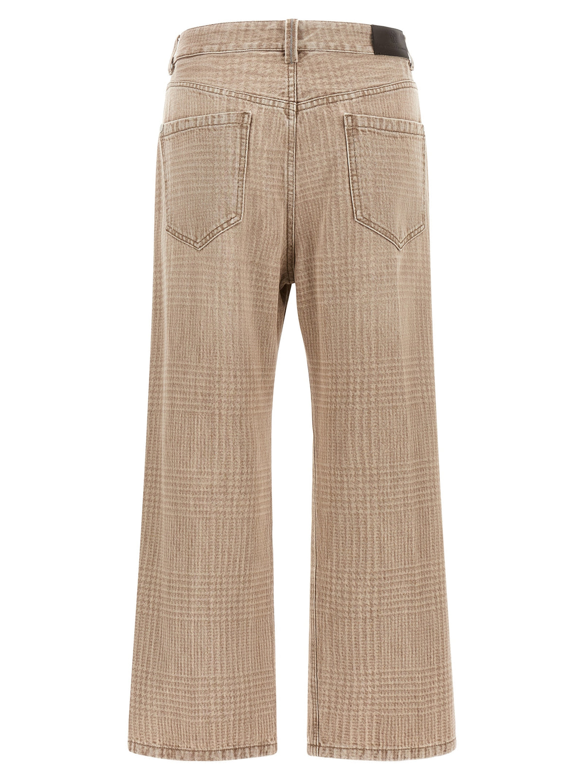 Beige Baumwoll-Jeans im Cropped-Schnitt