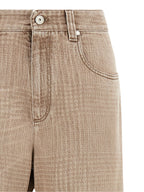 Beige Baumwoll-Jeans im Cropped-Schnitt