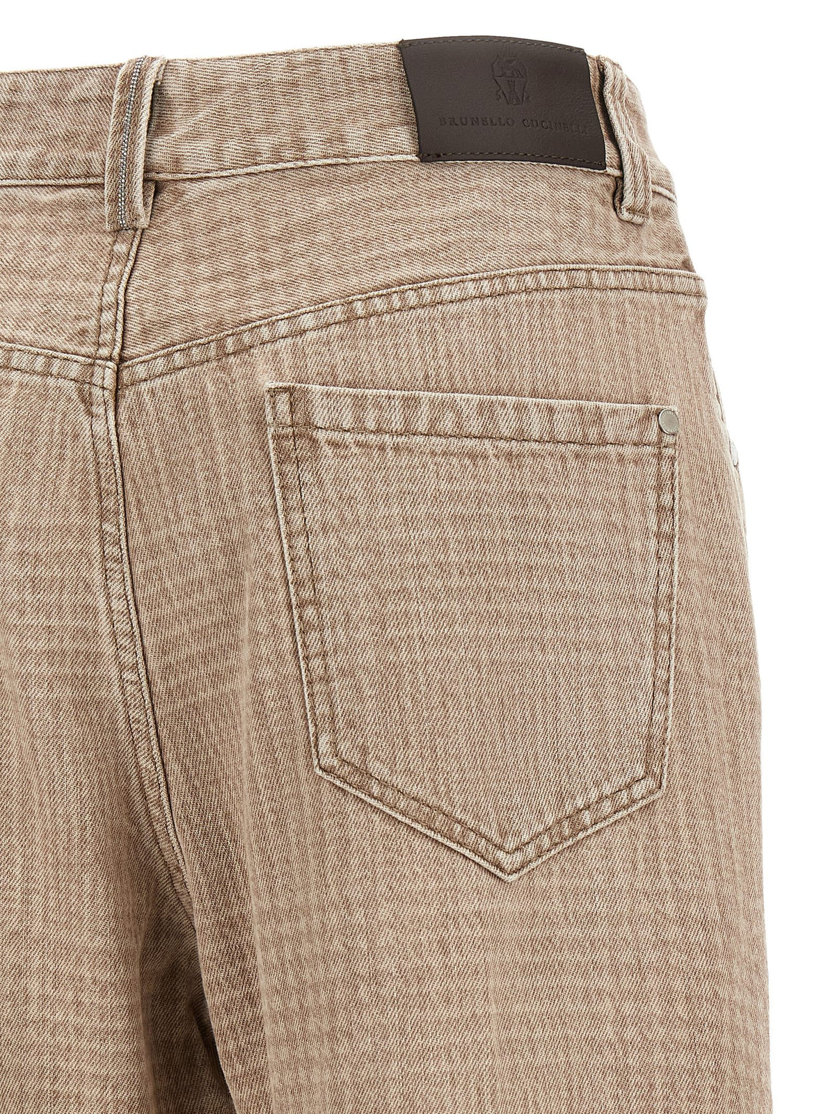 Beige Baumwoll-Jeans im Cropped-Schnitt