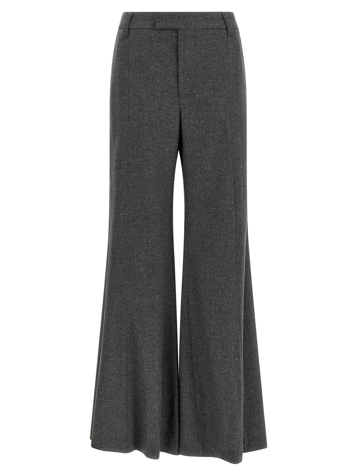 Graue Hose aus reiner Schurwolle mit ausgestelltem Bein