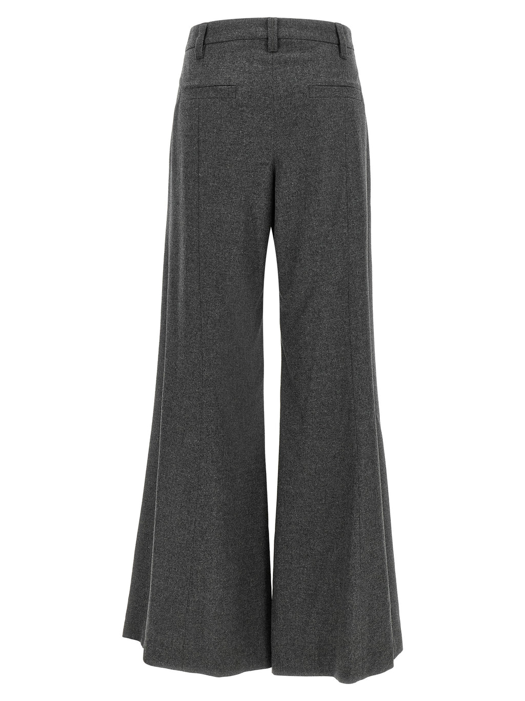 Graue Hose aus reiner Schurwolle mit ausgestelltem Bein