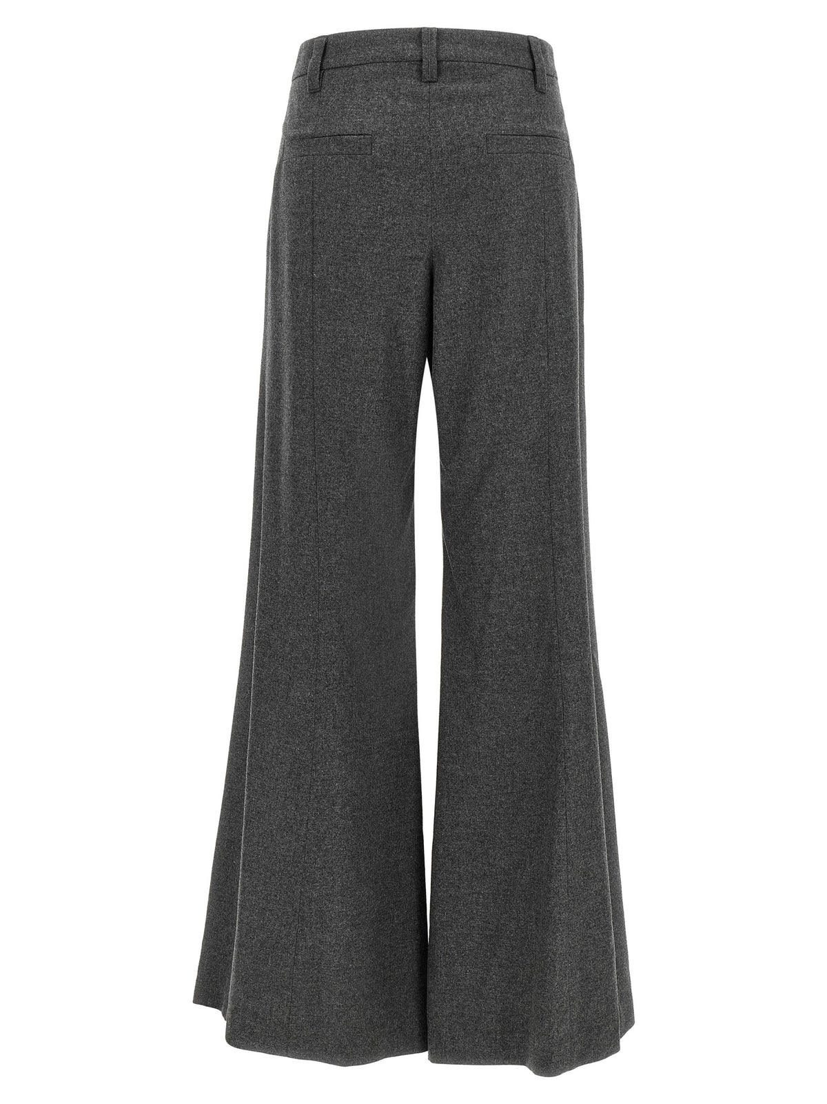 Graue Hose aus reiner Schurwolle mit ausgestelltem Bein