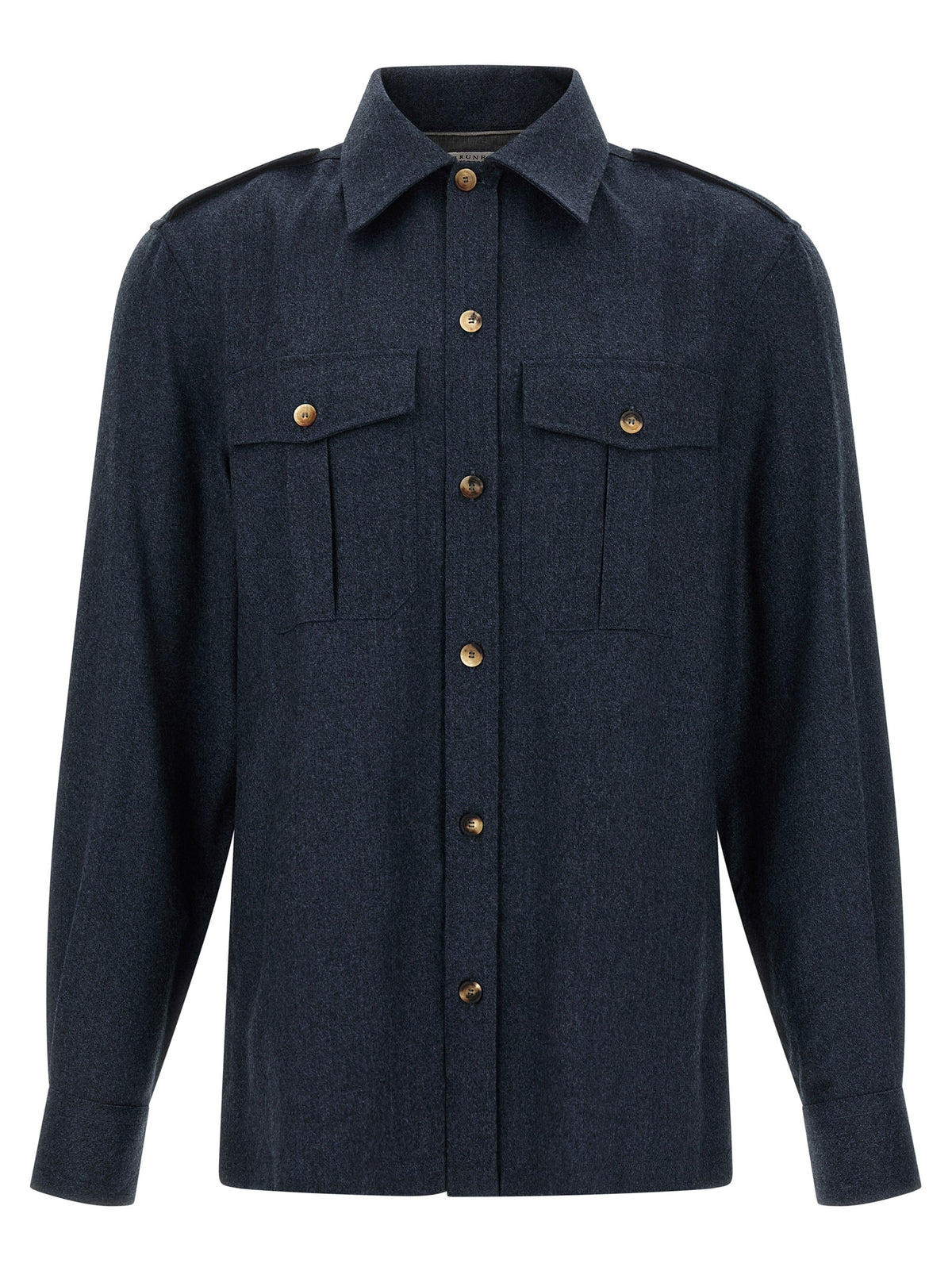 Bluse aus blauer Schurwolle