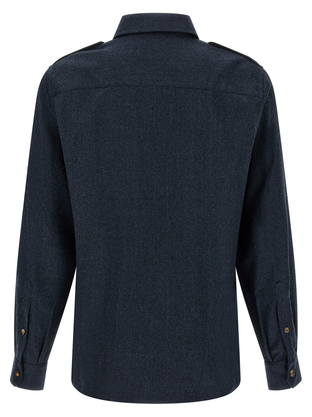 Bluse aus blauer Schurwolle