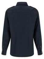 Bluse aus blauer Schurwolle