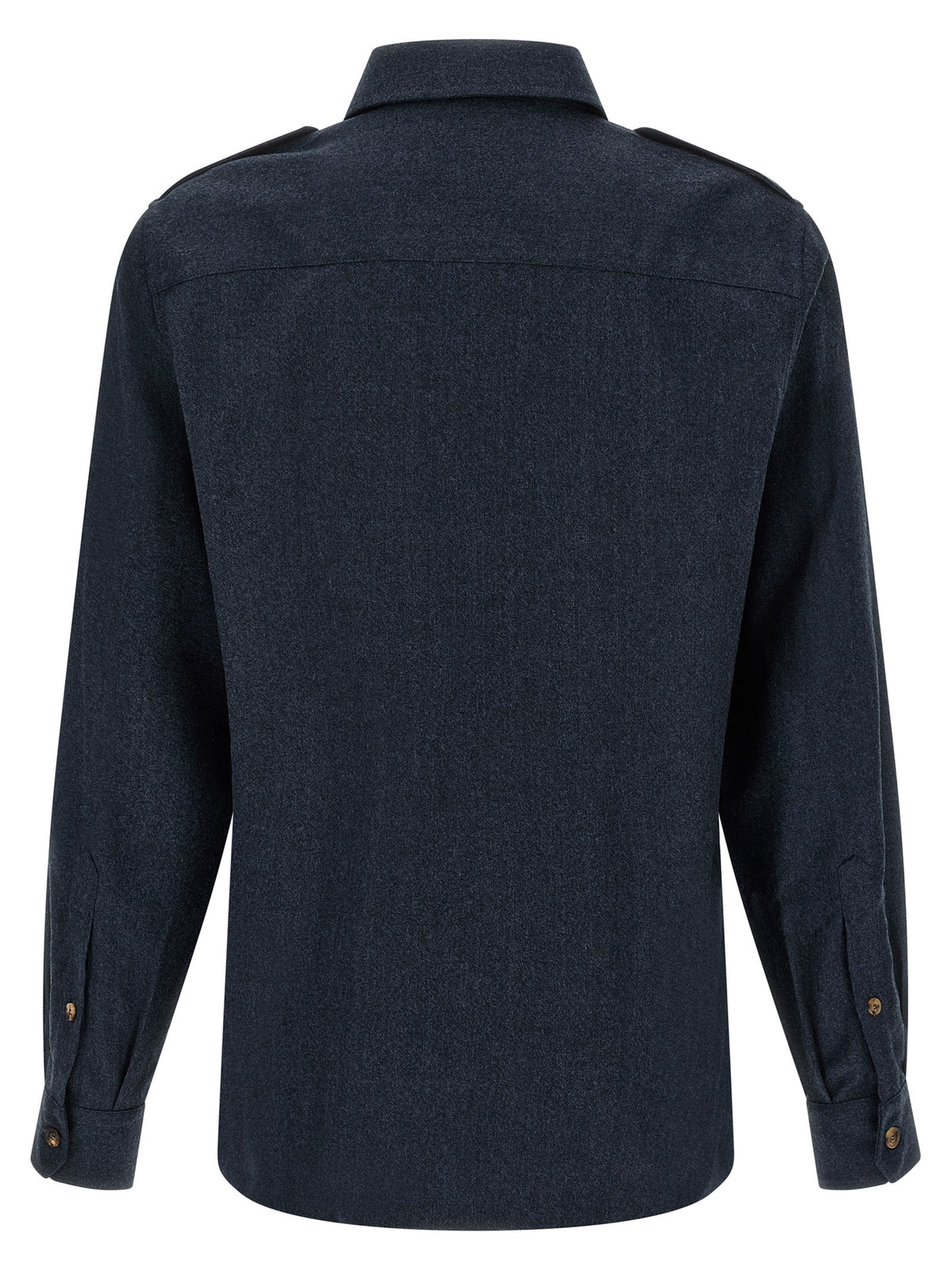 Bluse aus blauer Schurwolle