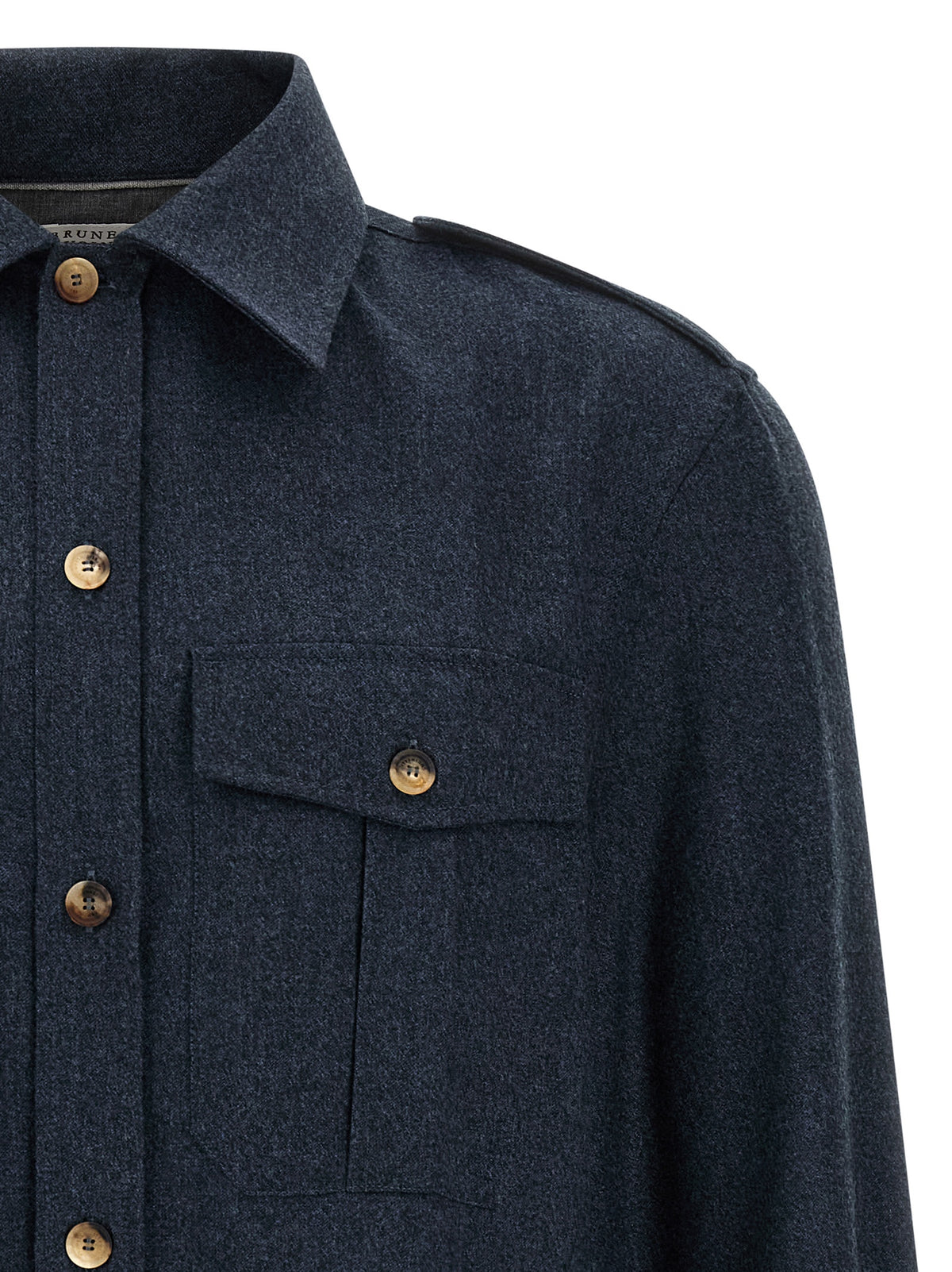 Bluse aus blauer Schurwolle