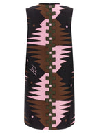 Kurzes Seidenkleid in Multicolor