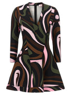 Kurzes Kleid aus Viskose in Multicolor