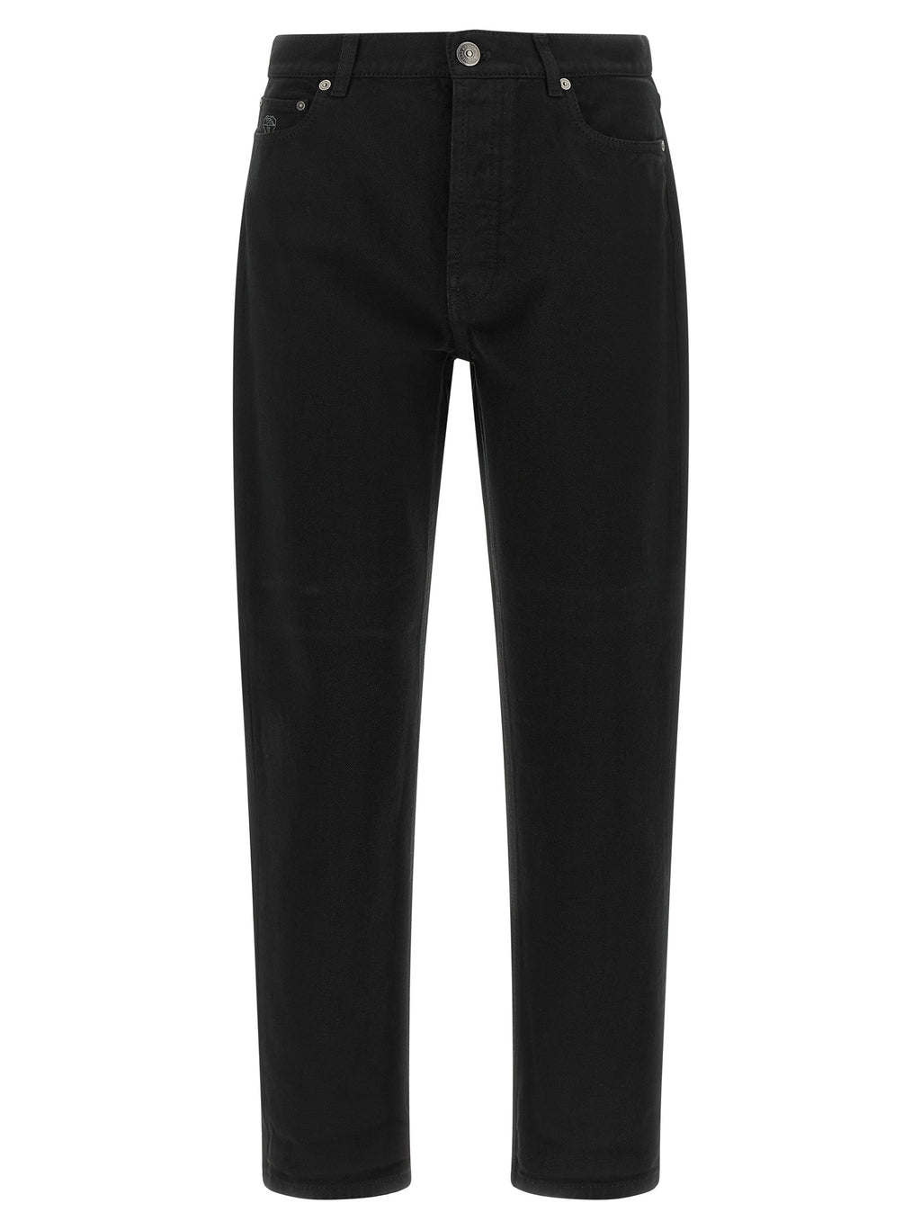 Schwarze Baumwoll-Jeans mit geradem Bein