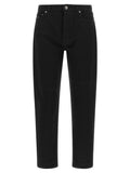 Schwarze Baumwoll-Jeans mit geradem Bein