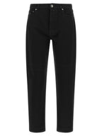 Schwarze Baumwoll-Jeans mit geradem Bein