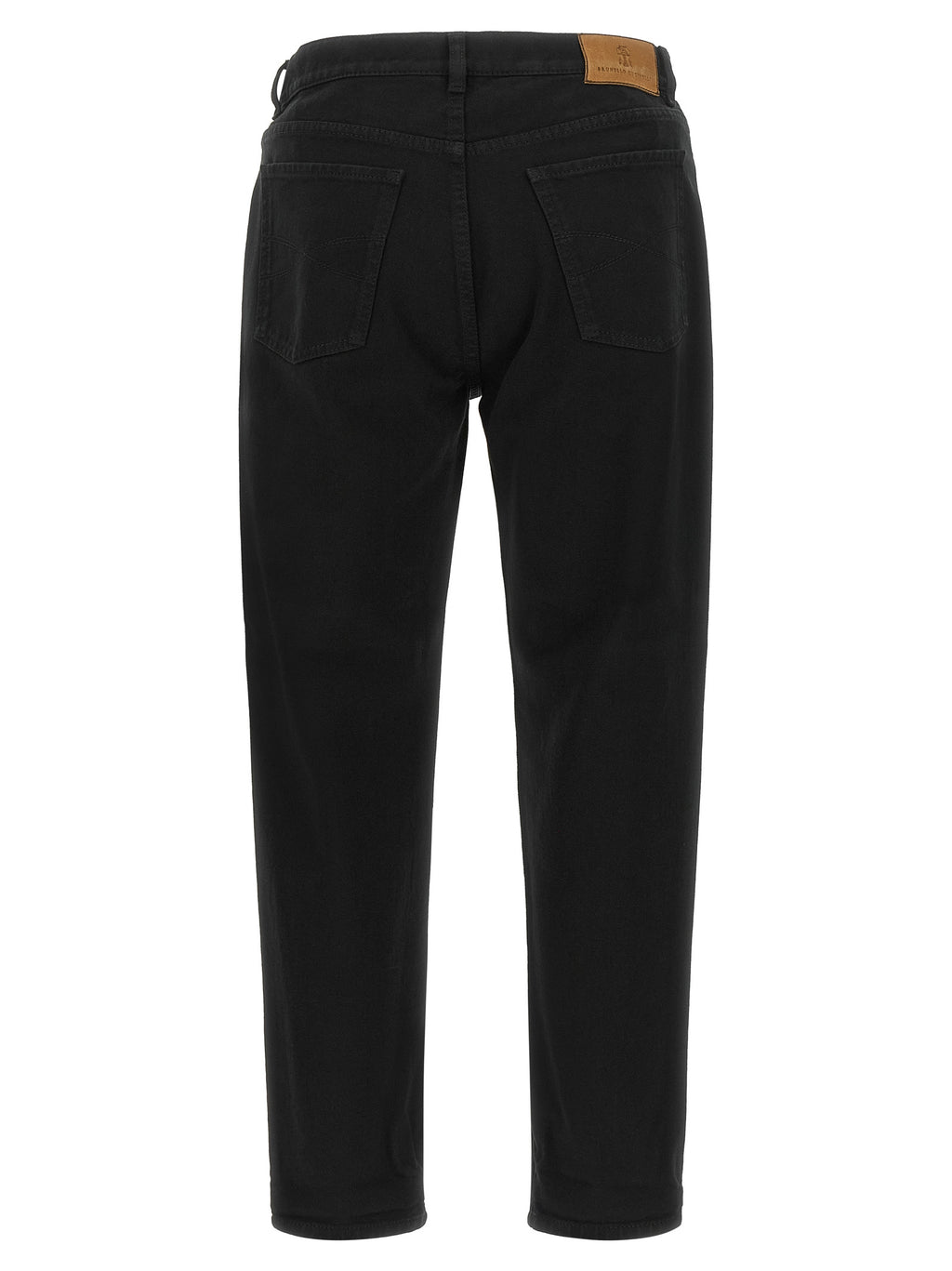 Schwarze Baumwoll-Jeans mit geradem Bein