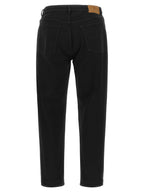 Schwarze Baumwoll-Jeans mit geradem Bein