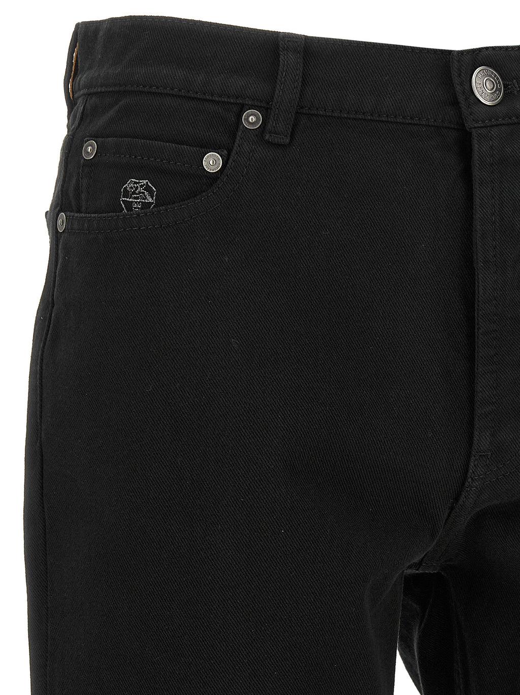 Schwarze Baumwoll-Jeans mit geradem Bein