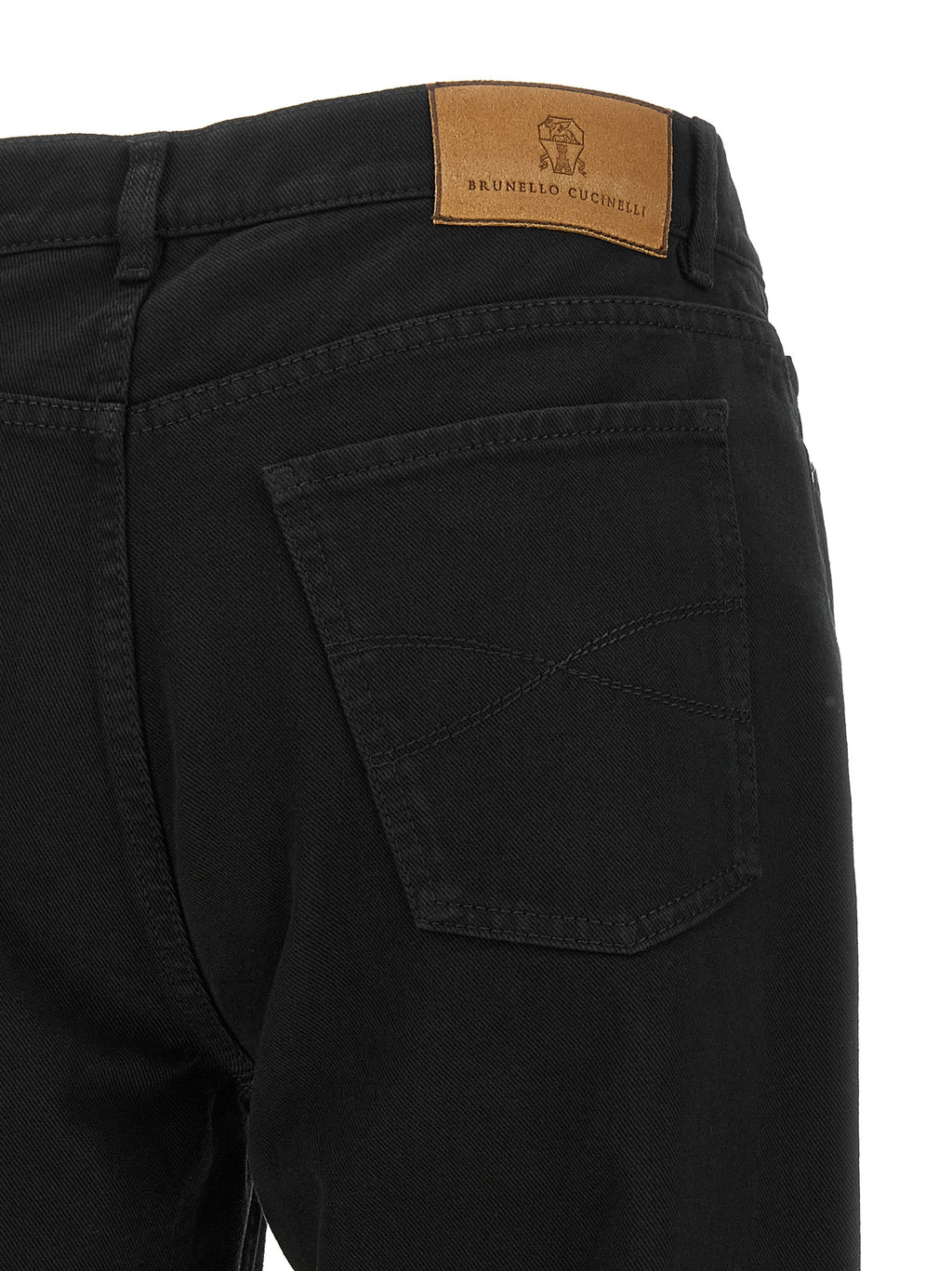 Schwarze Baumwoll-Jeans mit geradem Bein
