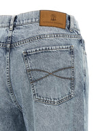 Blaue High-Waist Jeans aus Baumwolle
