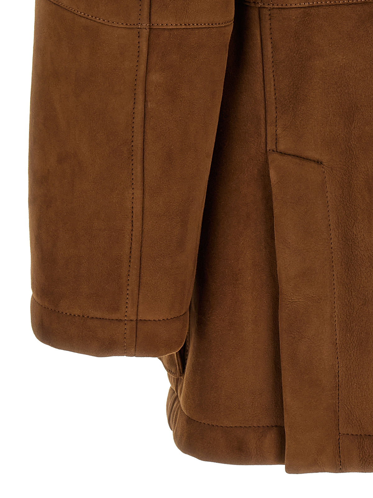 Braune Lammlederjacke