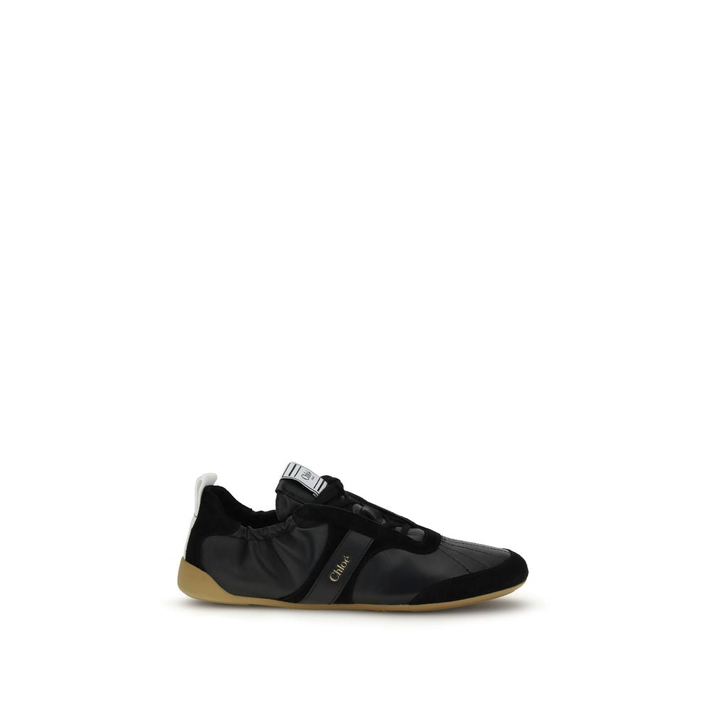 Schwarze Ziegenleder-Sneakers im Athletic-Stil