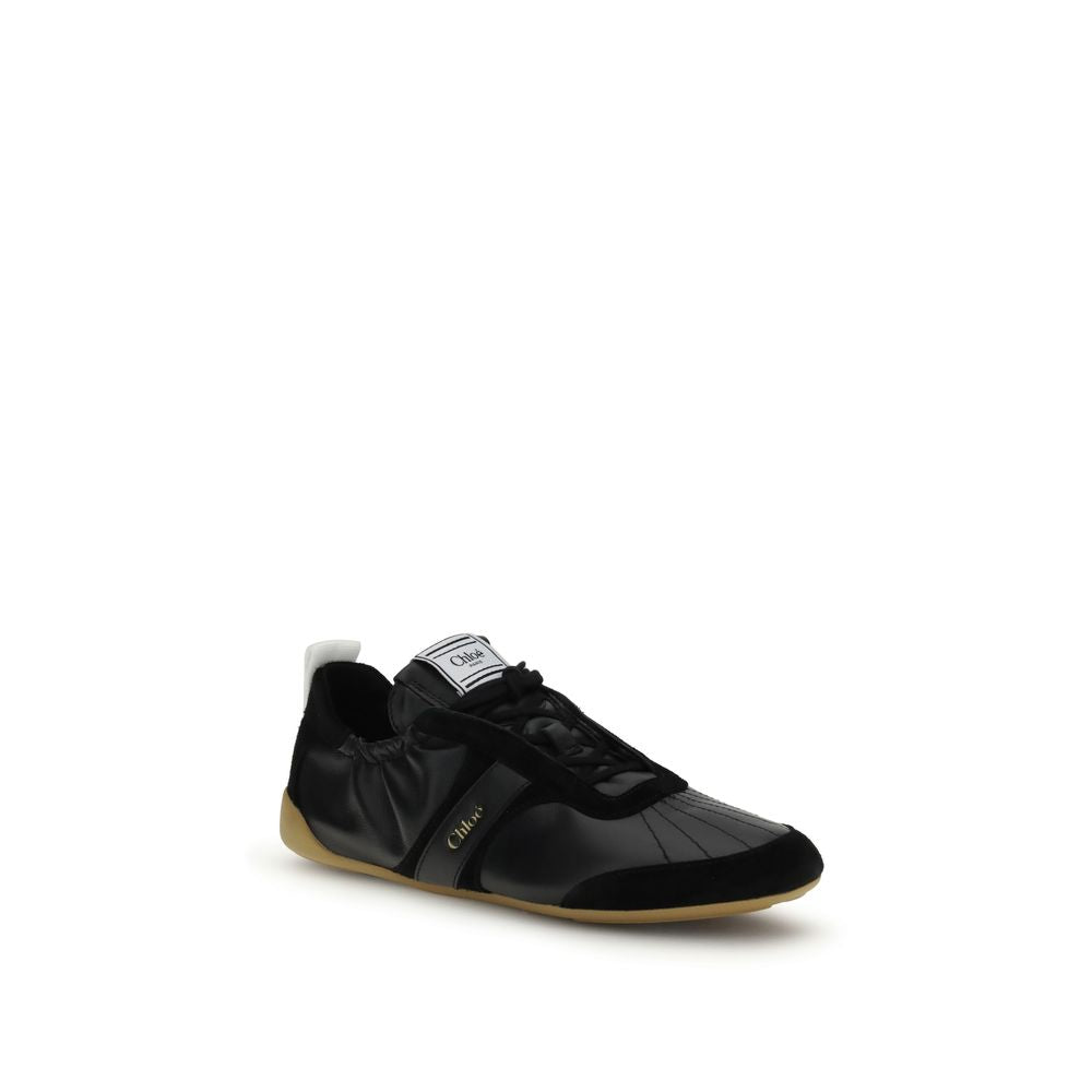Schwarze Ziegenleder-Sneakers im Athletic-Stil
