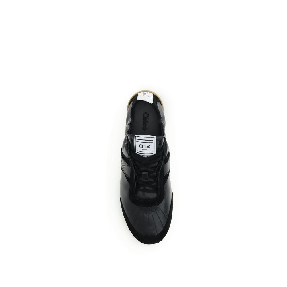 Schwarze Ziegenleder-Sneakers im Athletic-Stil