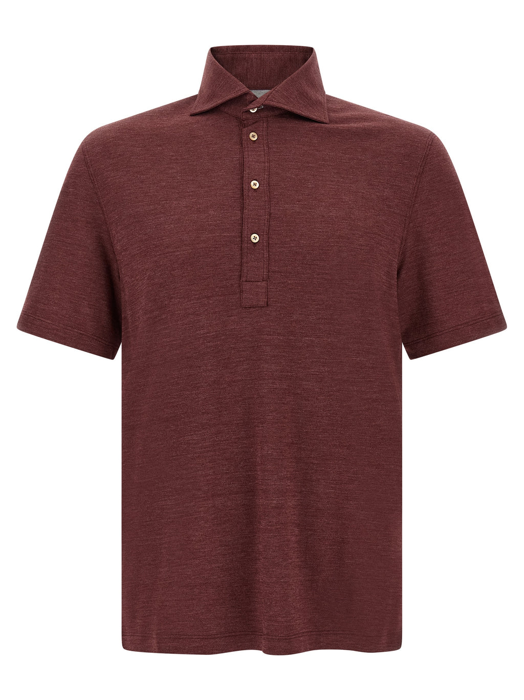 Polo-Shirt aus bordeauxroter Schurwolle