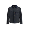 Blaue Baumwolljacke in voller Länge