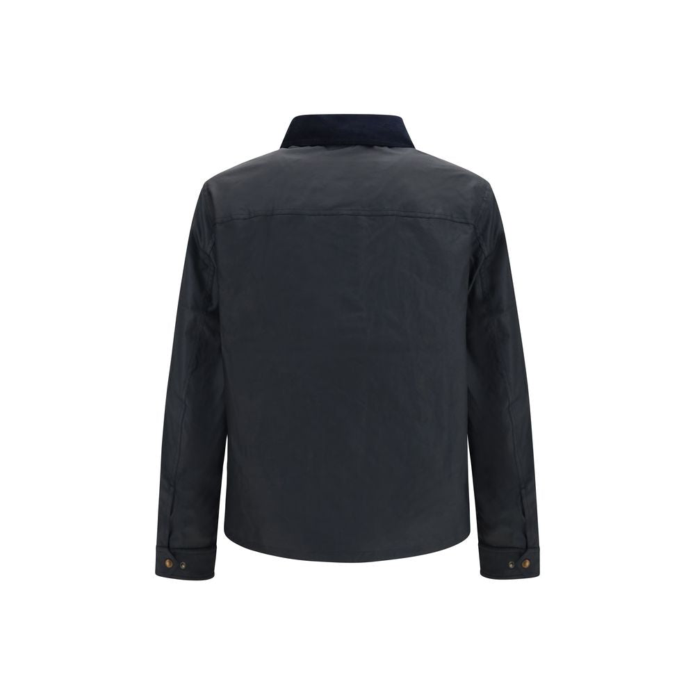 Blaue Baumwolljacke in voller Länge