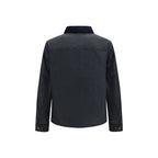 Blaue Baumwolljacke in voller Länge