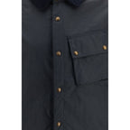 Blaue Baumwolljacke in voller Länge