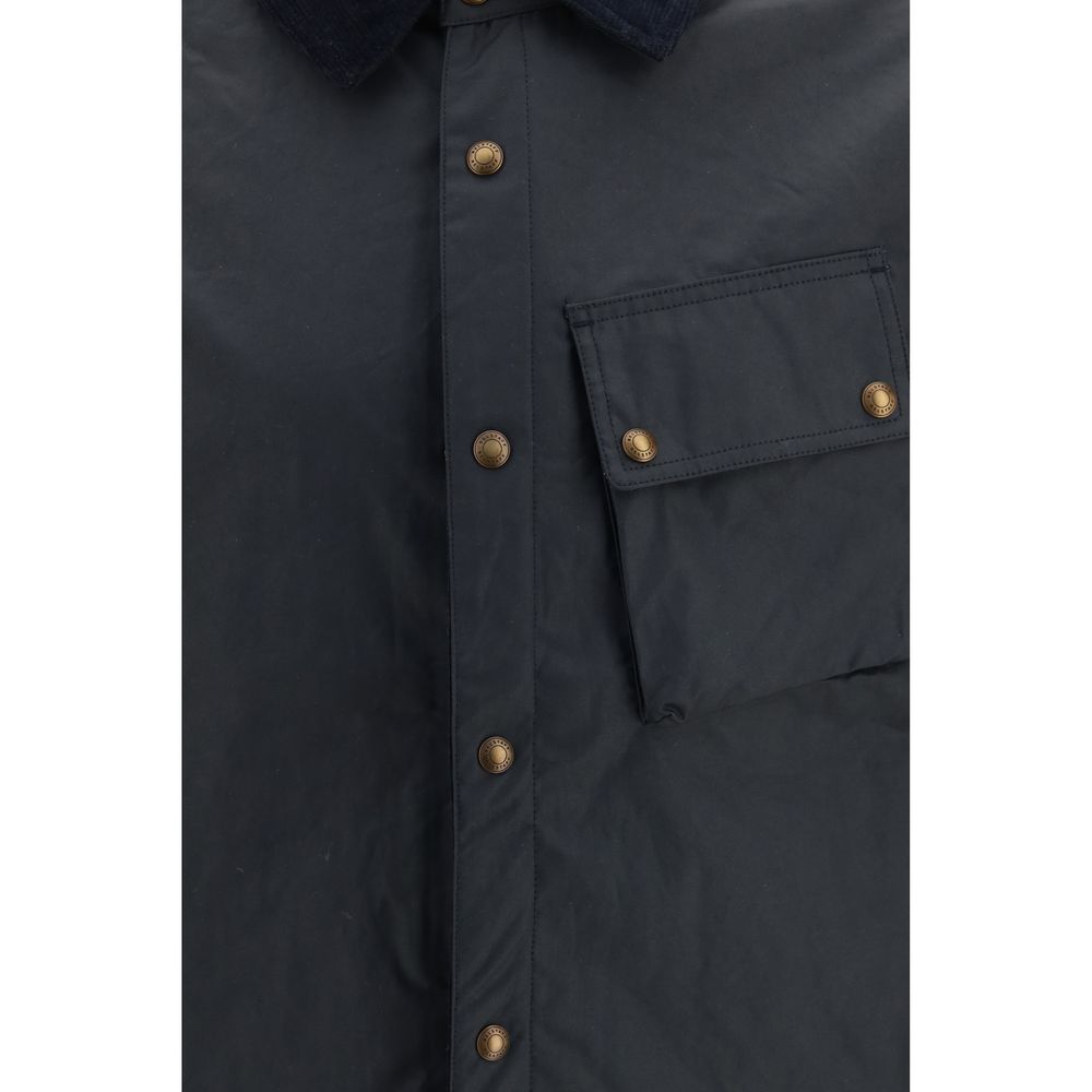 Blaue Baumwolljacke in voller Länge