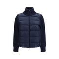 Blaue Polyamid-Jacke in voller Länge