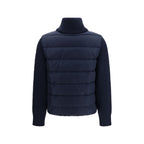 Blaue Polyamid-Jacke in voller Länge