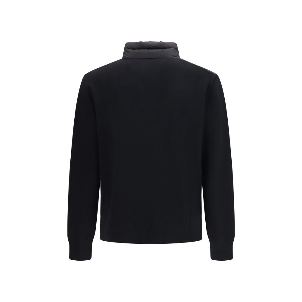 Schwarze Jacke aus recyceltem Polyamid in voller Länge