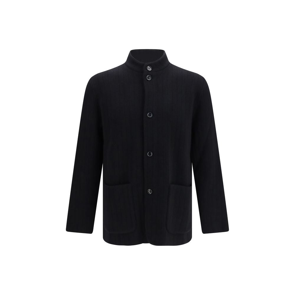 Lardini Schwarze lange Jacke aus Wolle