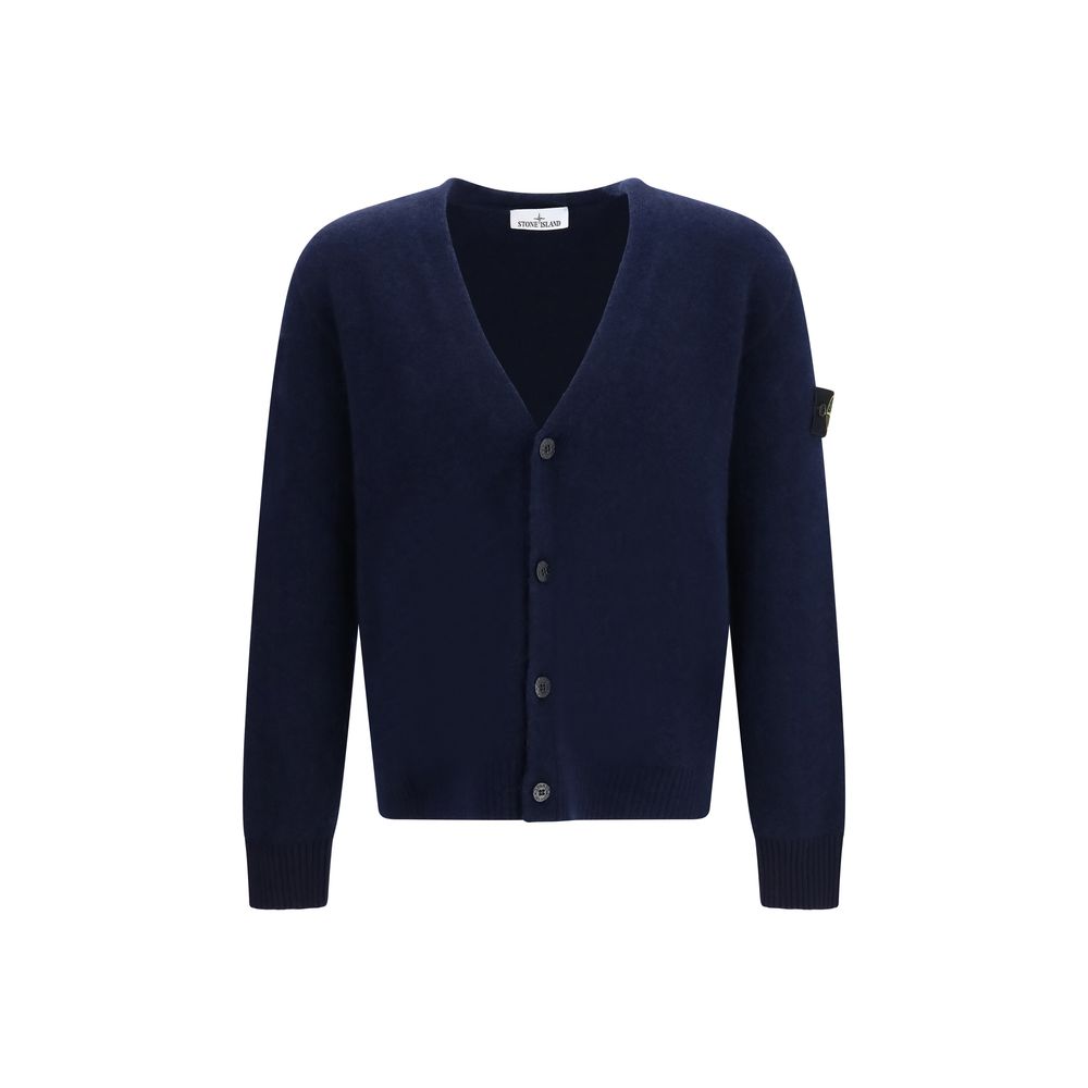 Stone Island Blaue Strickjacke aus Wolle