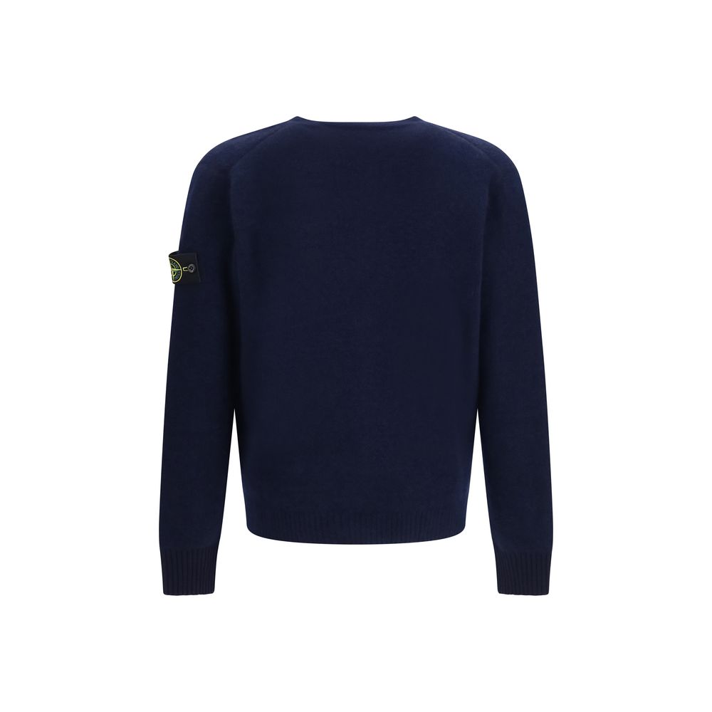 Stone Island Blaue Strickjacke aus Wolle