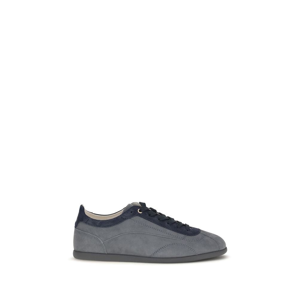 Graue Low-Top-Sneaker aus Kalbsleder