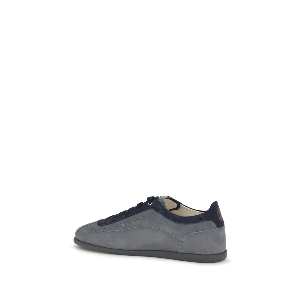 Graue Low-Top-Sneaker aus Kalbsleder
