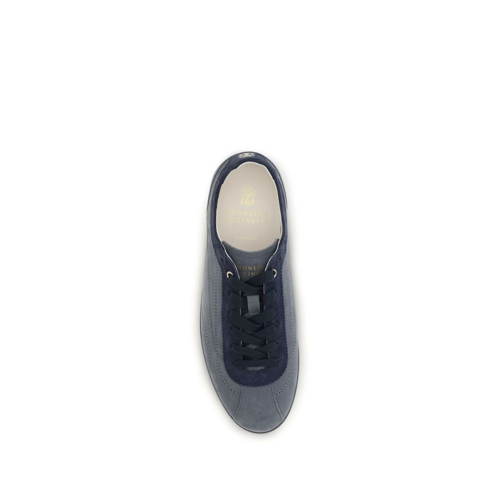 Graue Low-Top-Sneaker aus Kalbsleder
