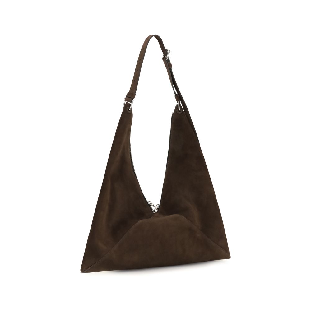 Moschino Braune Schultertasche aus Kalbsleder