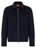 Brunello Cucinelli Blaue Bomberjacke aus Wolle